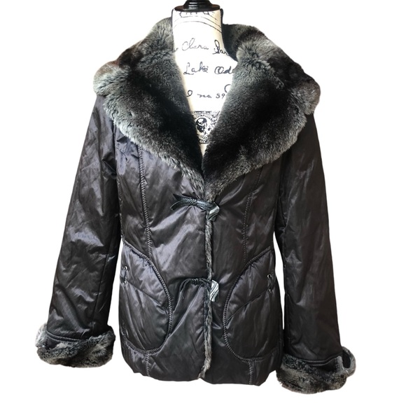 A.N.A. BLACK  COAT  FAUX FUR COLLAR SIZE MEDIUM - Picture 13 of 13